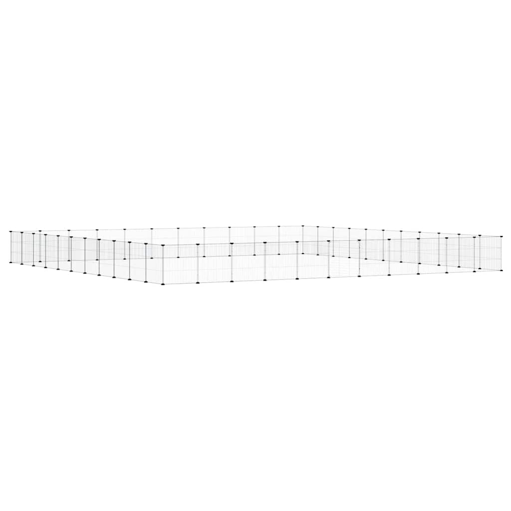 44-panels kæledyrsindhegning med låge 35x35 cm stål sort