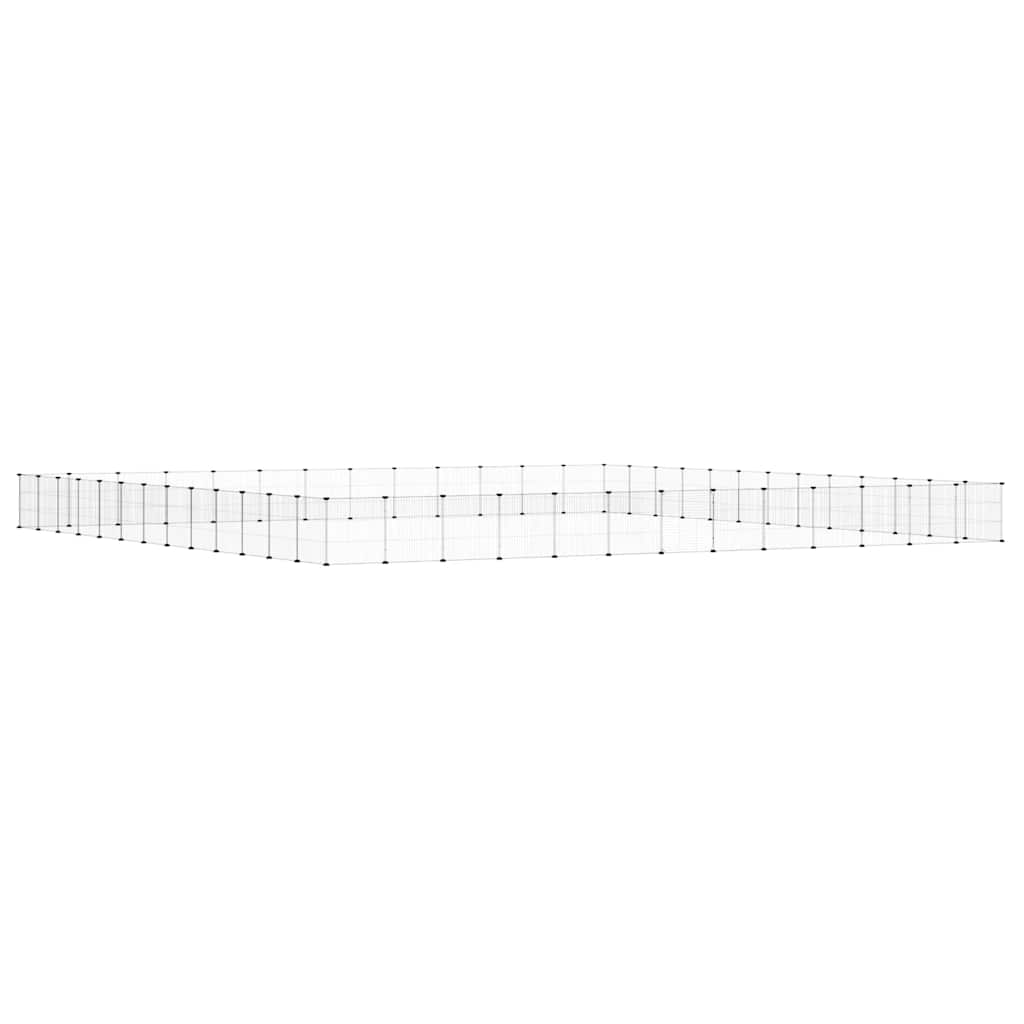 52-panels kæledyrsindhegning med låge 35x35 cm stål sort