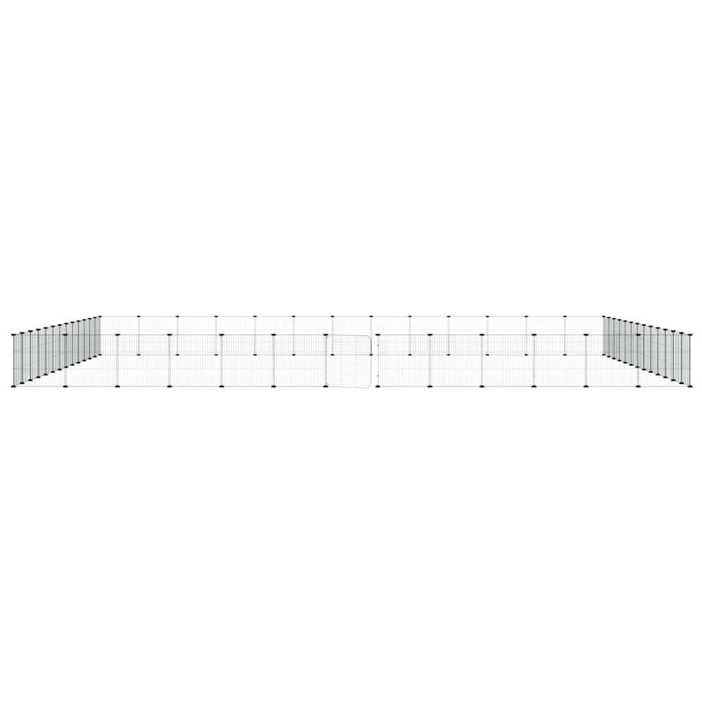 52-panels kæledyrsindhegning med låge 35x35 cm stål sort