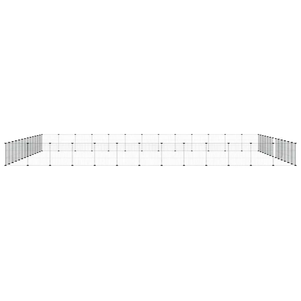 52-panels kæledyrsindhegning med låge 35x35 cm stål sort