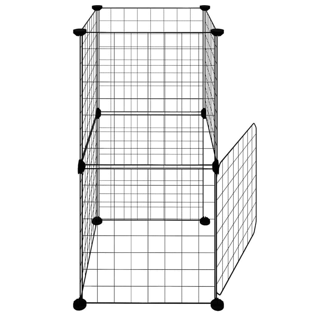 8-panels kæledyrsindhegning med låge 35x35 cm stål sort