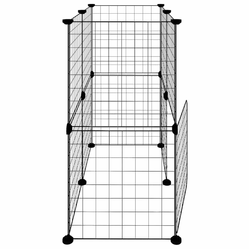 12-panels kæledyrsindhegning med låge 35x35 cm stål sort