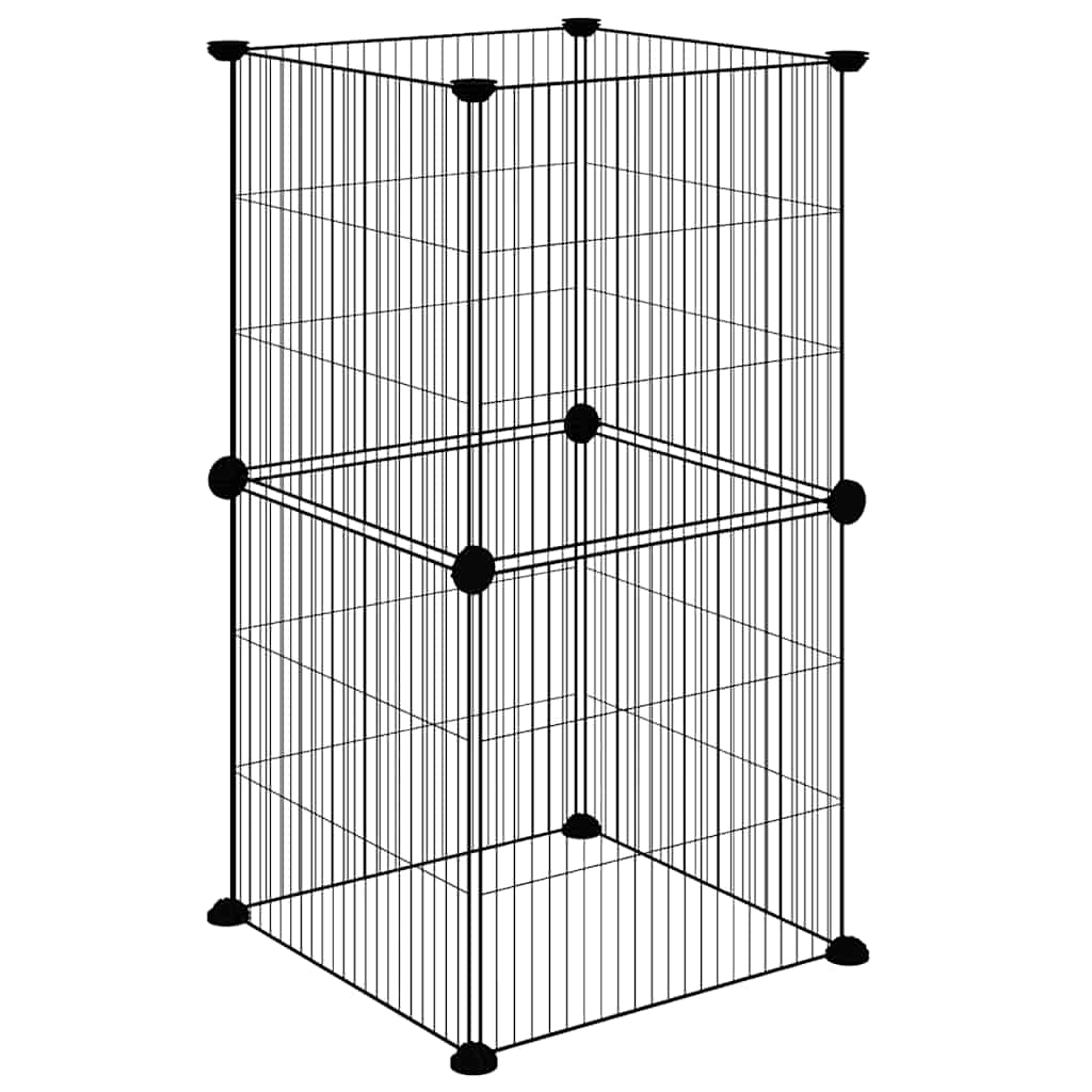 8-panels kæledyrsindhegning 35x35 cm stål sort