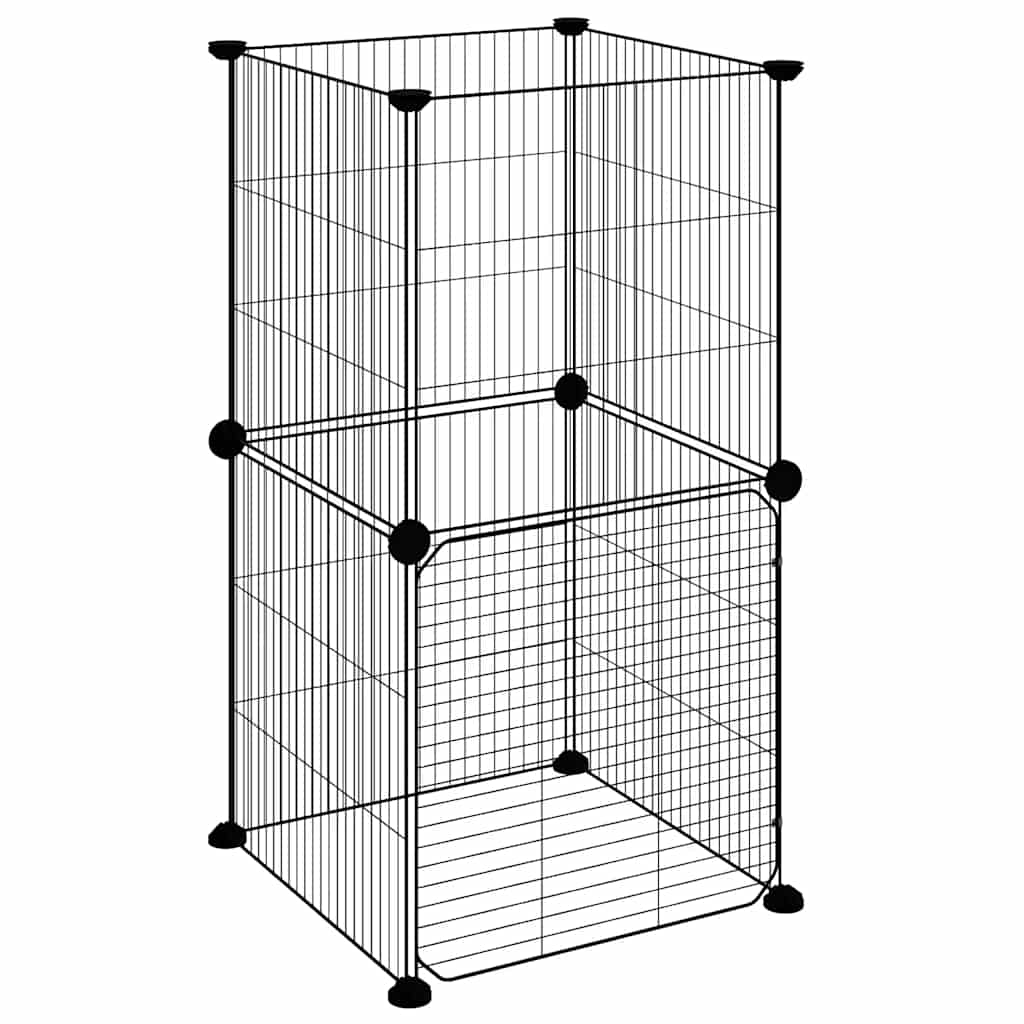 8-panels kæledyrsindhegning med låge 35x35 cm stål sort