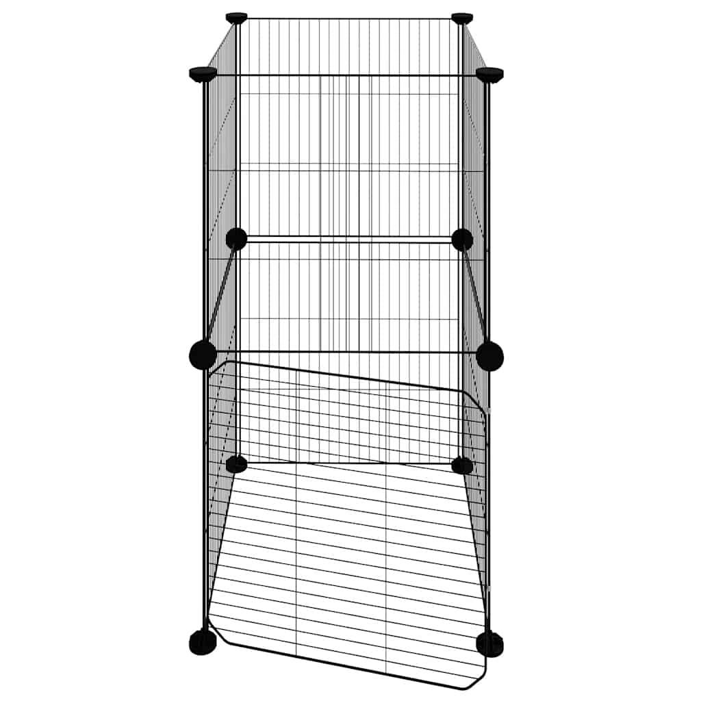 8-panels kæledyrsindhegning med låge 35x35 cm stål sort