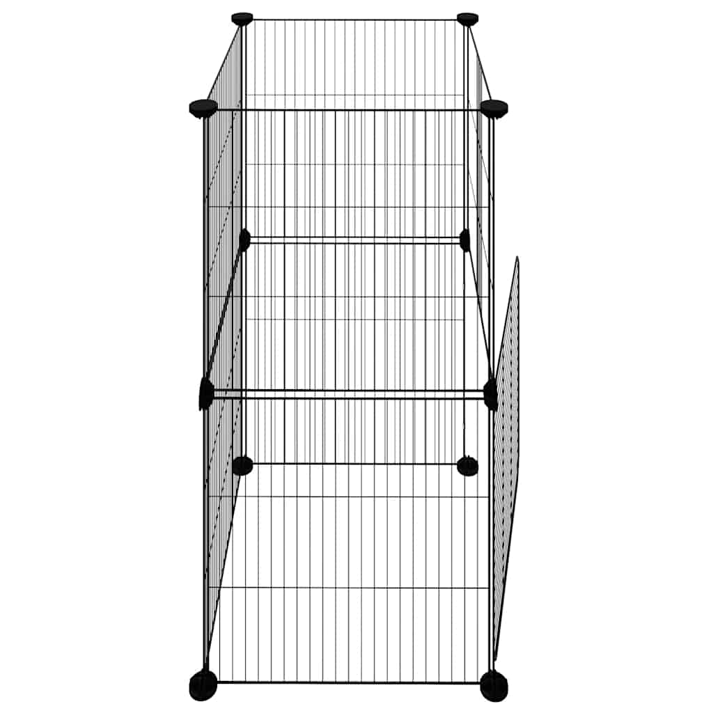 8-panels kæledyrsindhegning med låge 35x35 cm stål sort