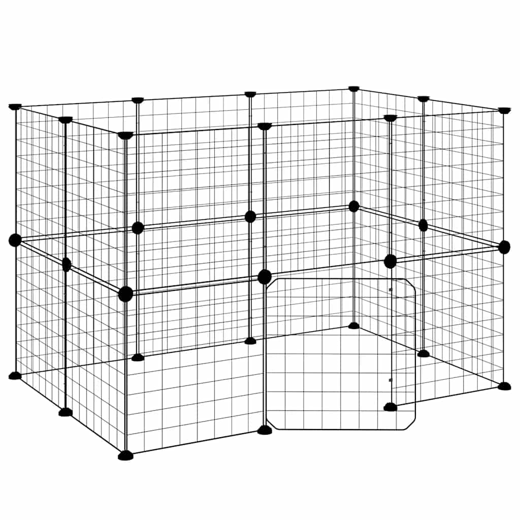 20-panels kæledyrsindhegning med låge 35x35 cm stål sort