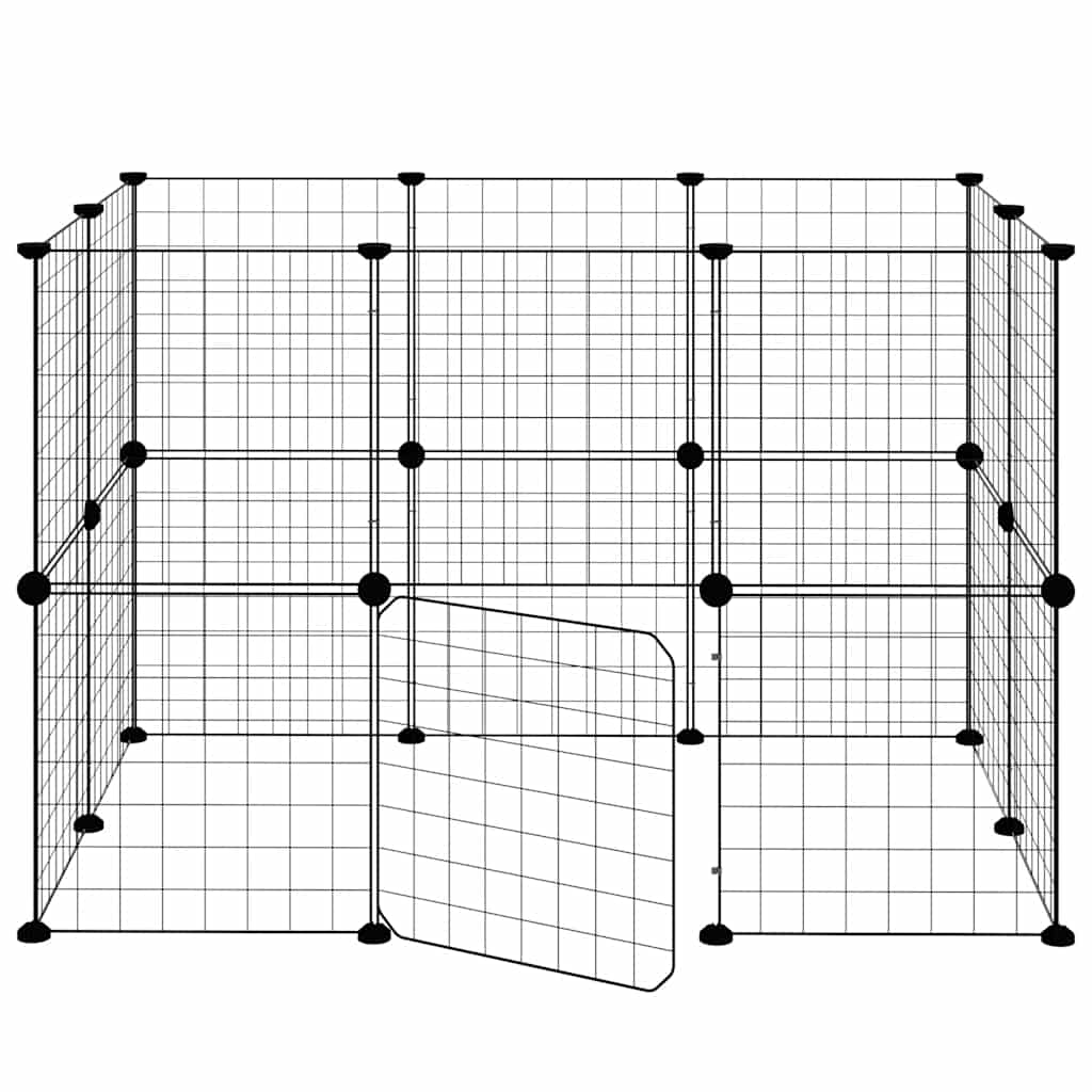 20-panels kæledyrsindhegning med låge 35x35 cm stål sort