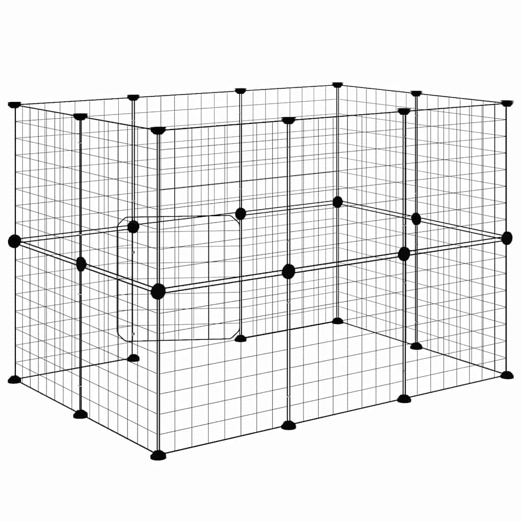 20-panels kæledyrsindhegning med låge 35x35 cm stål sort