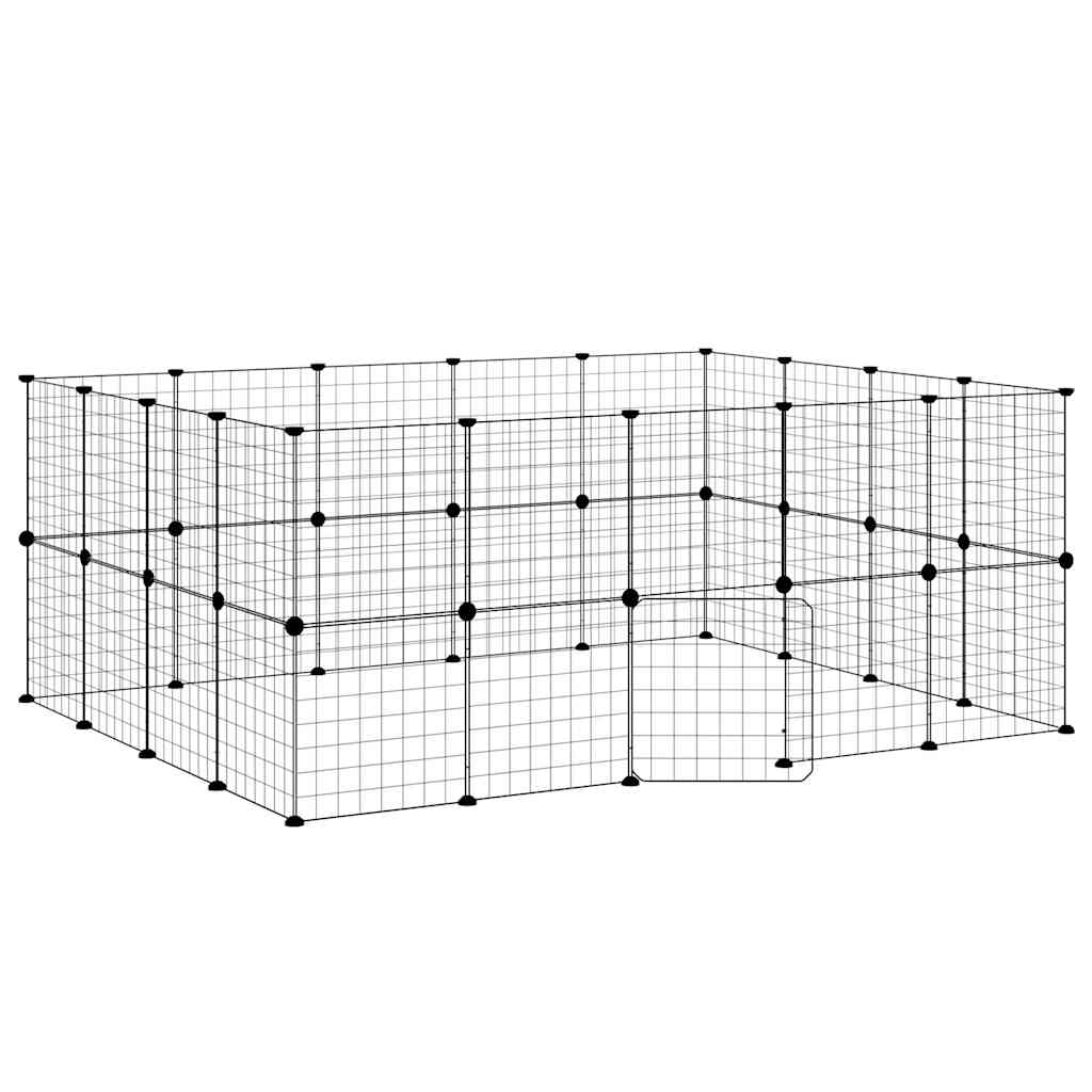 36-panels kæledyrsindhegning med låge 35x35 cm stål sort