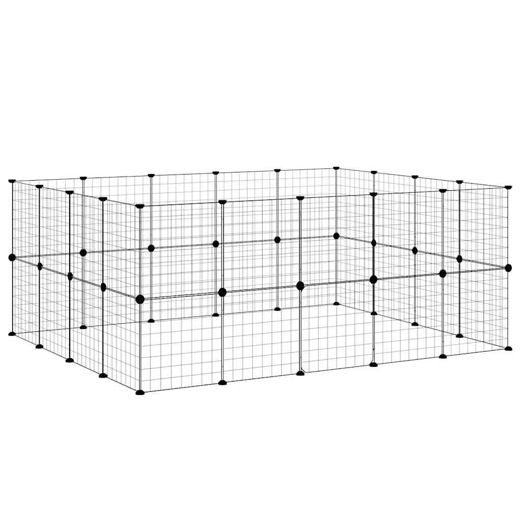 36-panels kæledyrsindhegning med låge 35x35 cm stål sort