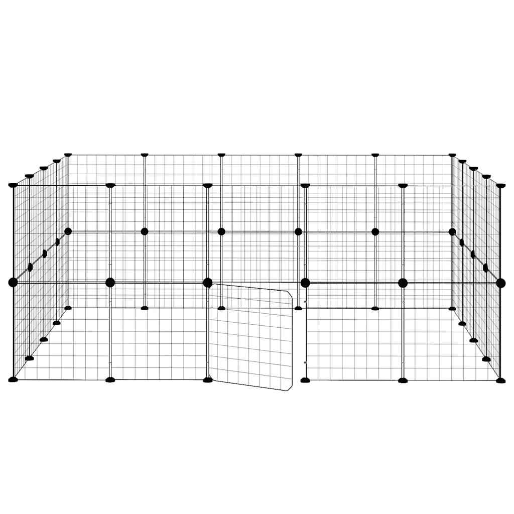 36-panels kæledyrsindhegning med låge 35x35 cm stål sort