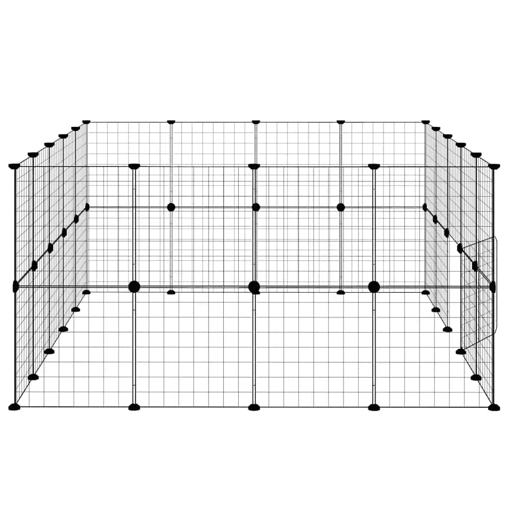 36-panels kæledyrsindhegning med låge 35x35 cm stål sort