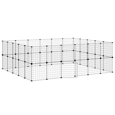 44-panels kæledyrsindhegning med låge 35x35 cm stål sort