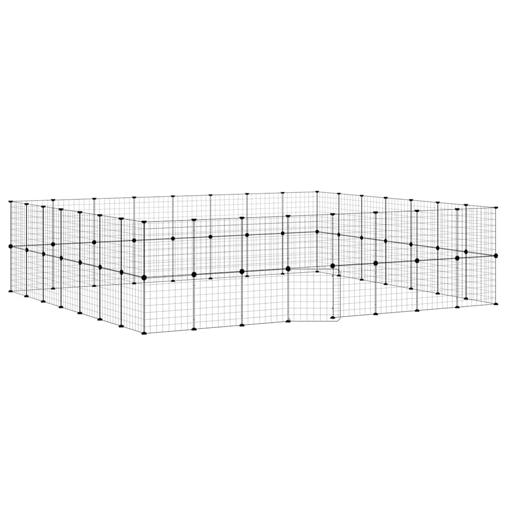 60-panels kæledyrsindhegning med låge 35x35 cm stål sort