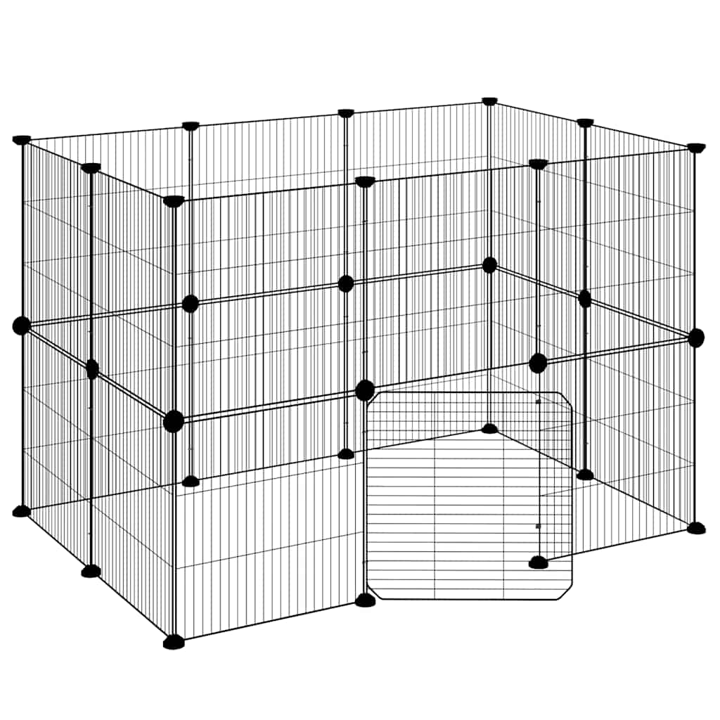 20-panels kæledyrsindhegning med låge 35x35 cm stål sort