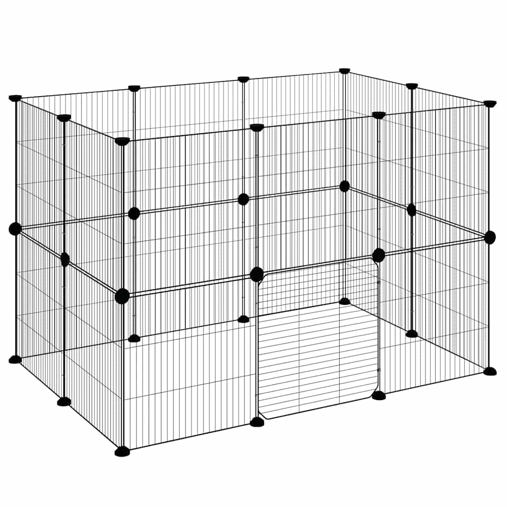 20-panels kæledyrsindhegning med låge 35x35 cm stål sort