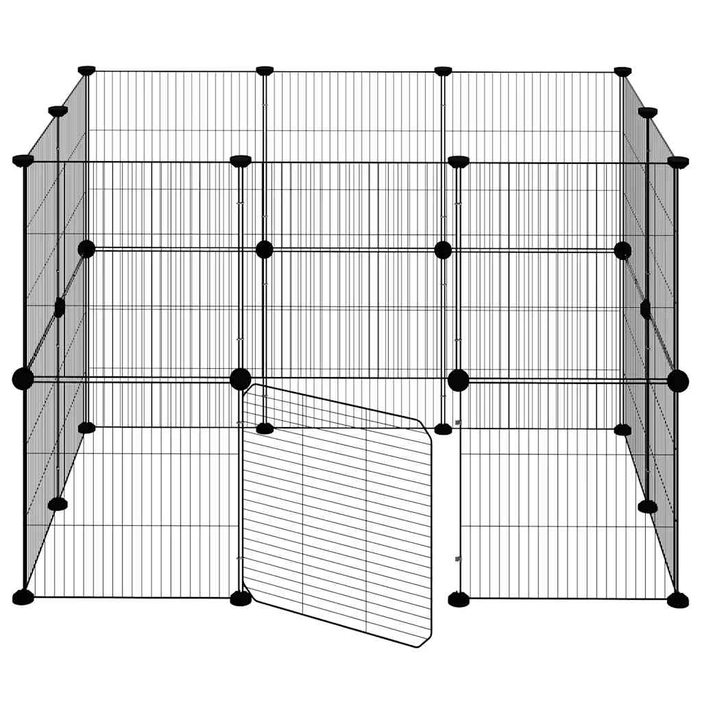 20-panels kæledyrsindhegning med låge 35x35 cm stål sort