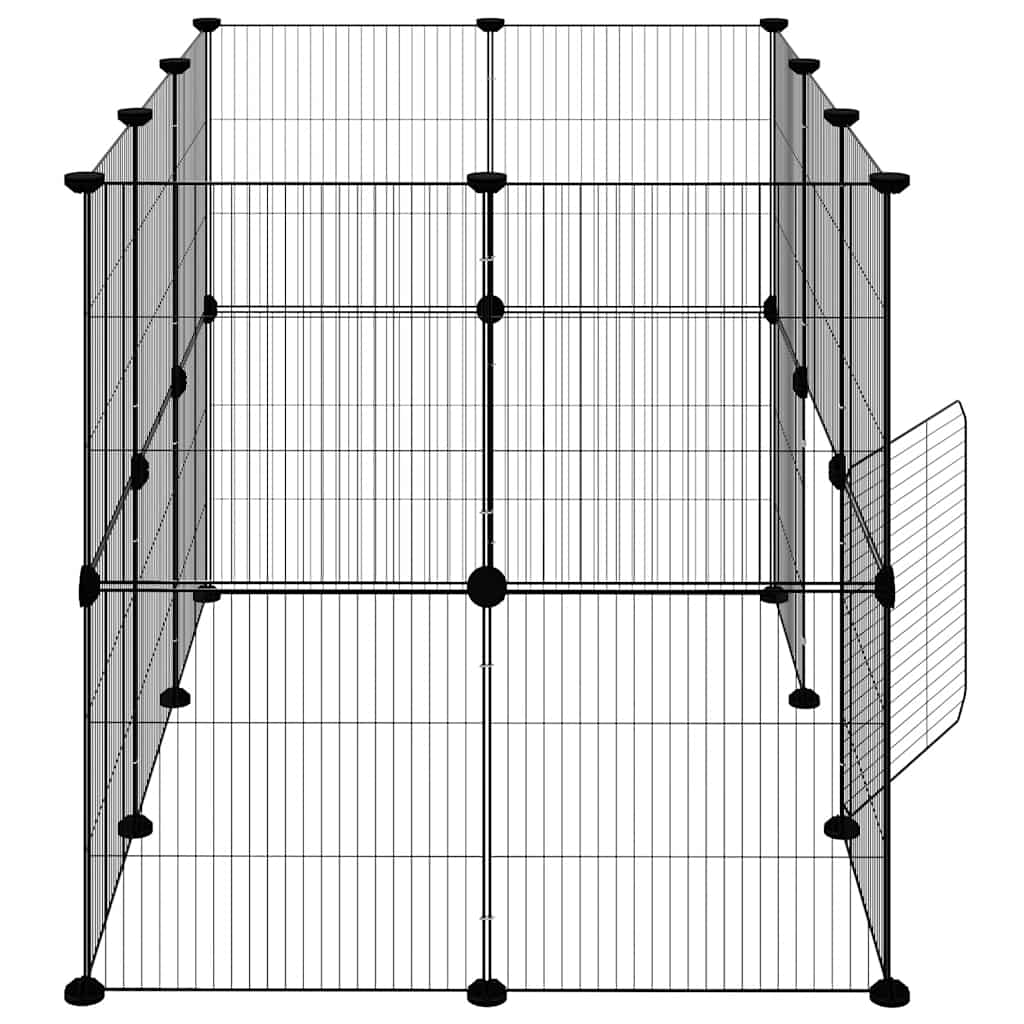 20-panels kæledyrsindhegning med låge 35x35 cm stål sort