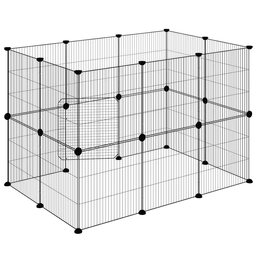 20-panels kæledyrsindhegning med låge 35x35 cm stål sort