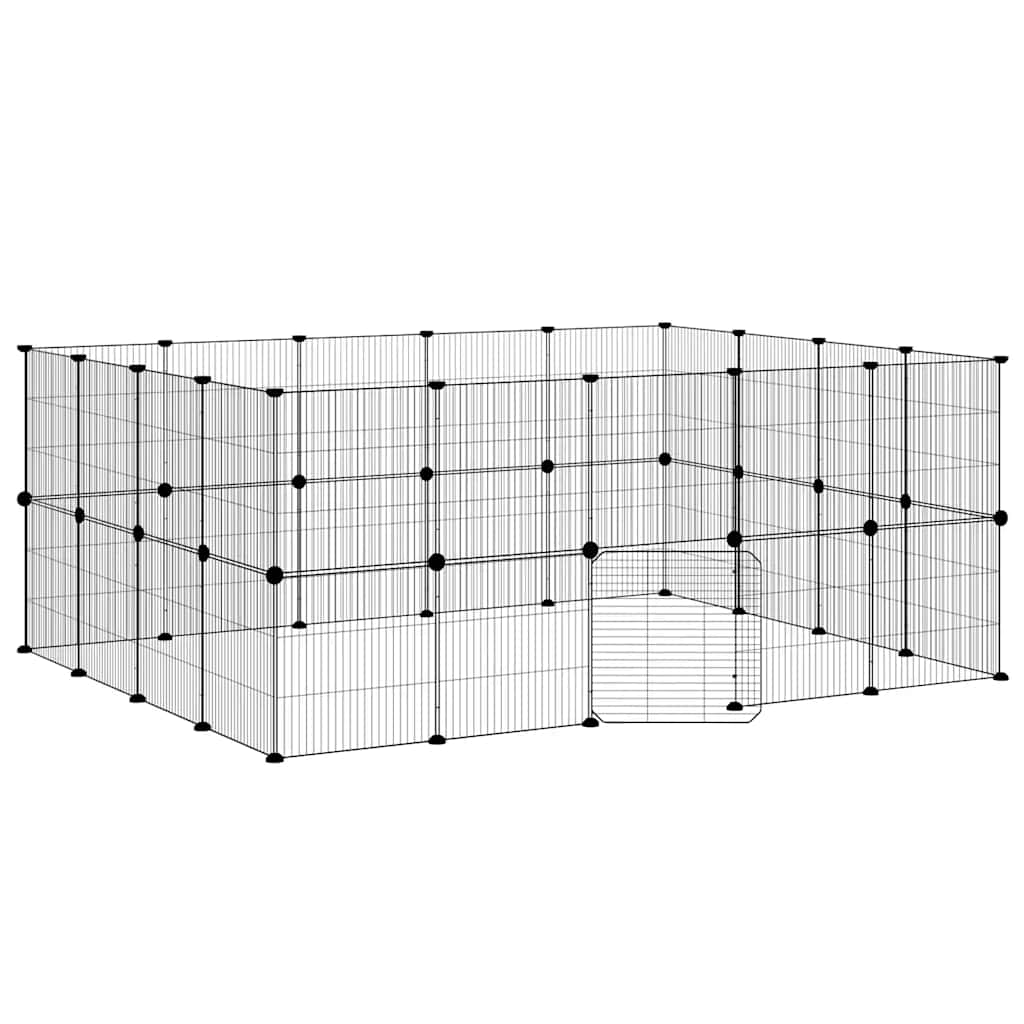 36-panels kæledyrsindhegning med låge 35x35 cm stål sort