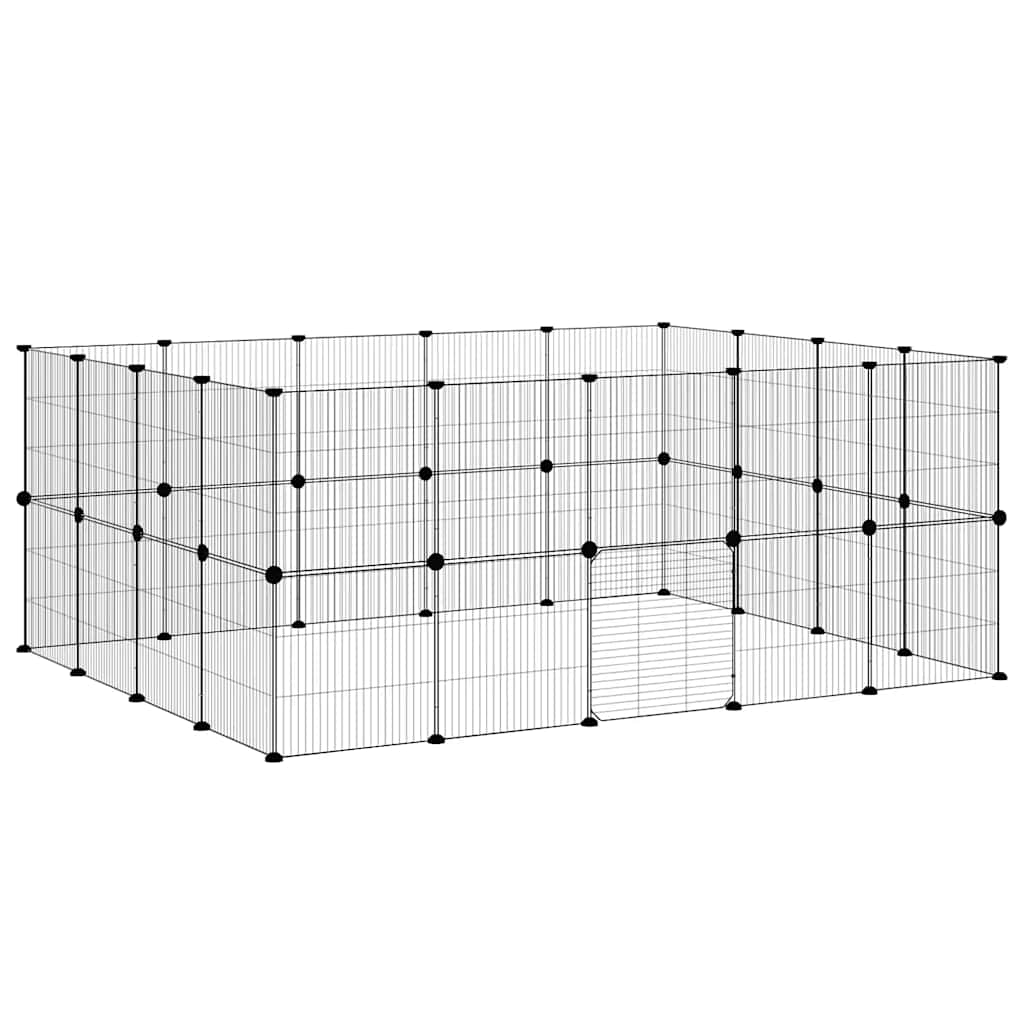 36-panels kæledyrsindhegning med låge 35x35 cm stål sort