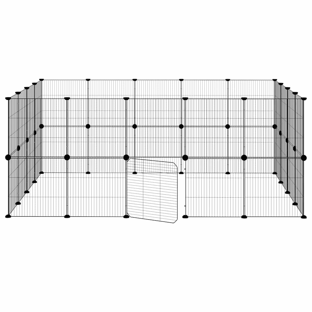 36-panels kæledyrsindhegning med låge 35x35 cm stål sort