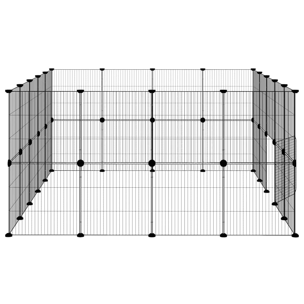 36-panels kæledyrsindhegning med låge 35x35 cm stål sort
