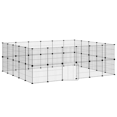 44-panels kæledyrsindhegning med låge 35x35 cm stål sort