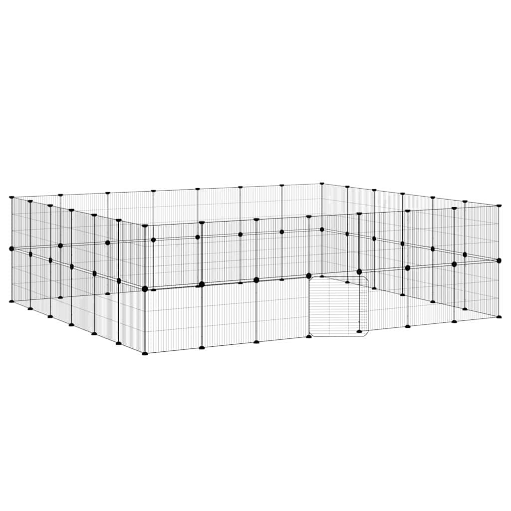 52-panels kæledyrsindhegning med låge 35x35 cm stål sort