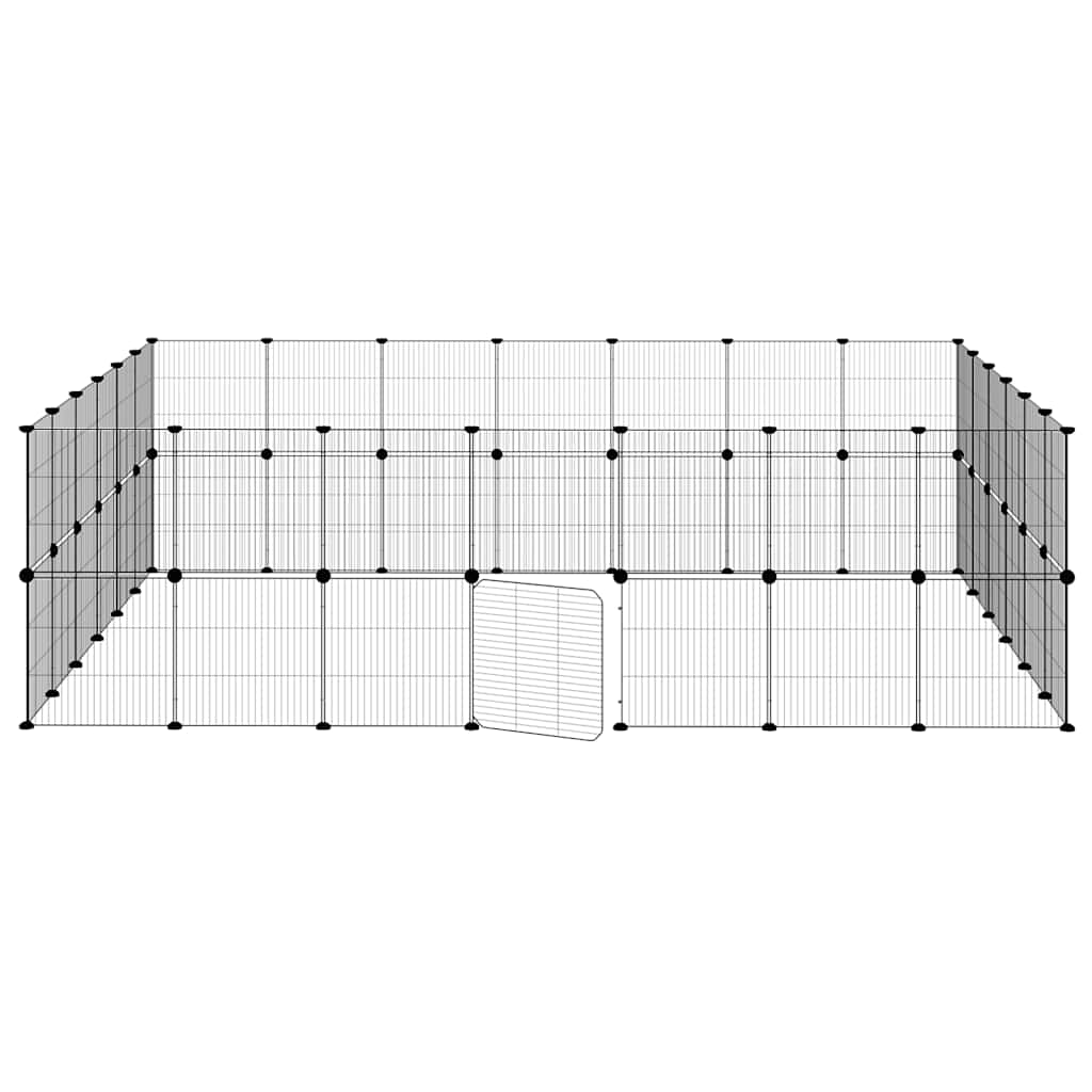 52-panels kæledyrsindhegning med låge 35x35 cm stål sort