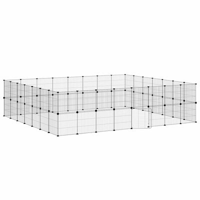 60-panels kæledyrsindhegning med låge 35x35 cm stål sort