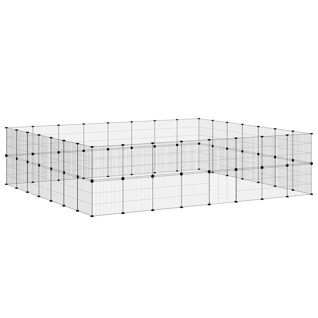 60-panels kæledyrsindhegning med låge 35x35 cm stål sort