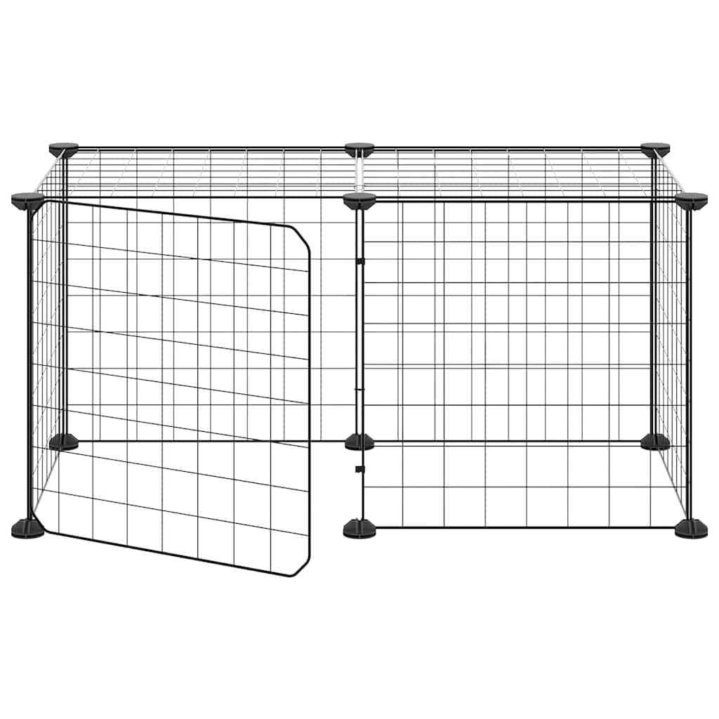8-panels kæledyrsindhegning med låge 35x35 cm stål sort