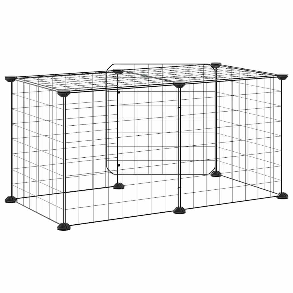 8-panels kæledyrsindhegning med låge 35x35 cm stål sort