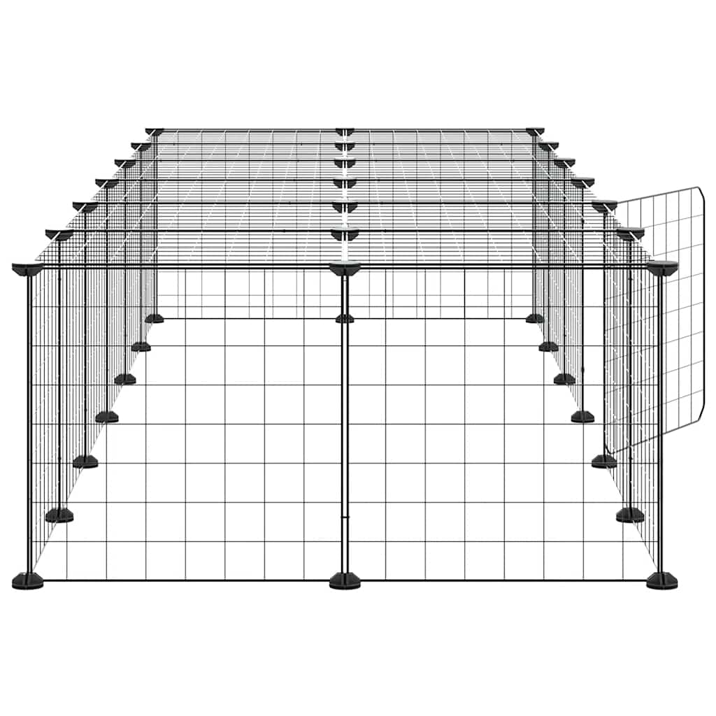 28-panels kæledyrsindhegning med låge 35x35 cm stål sort