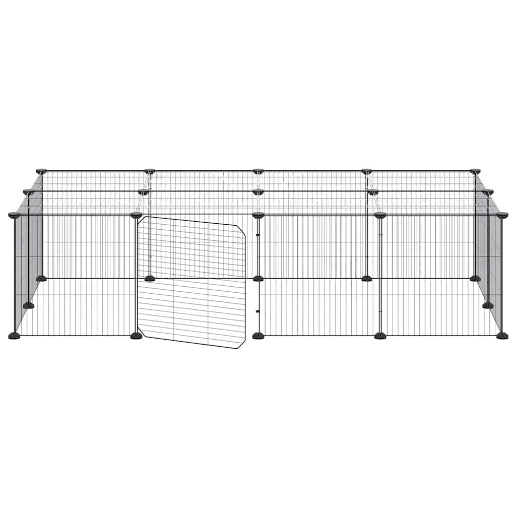 20-panels kæledyrsindhegning med låge 35x35 cm stål sort