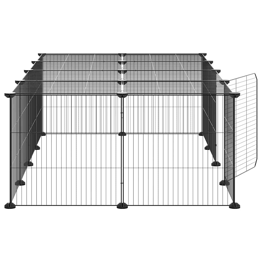 20-panels kæledyrsindhegning med låge 35x35 cm stål sort