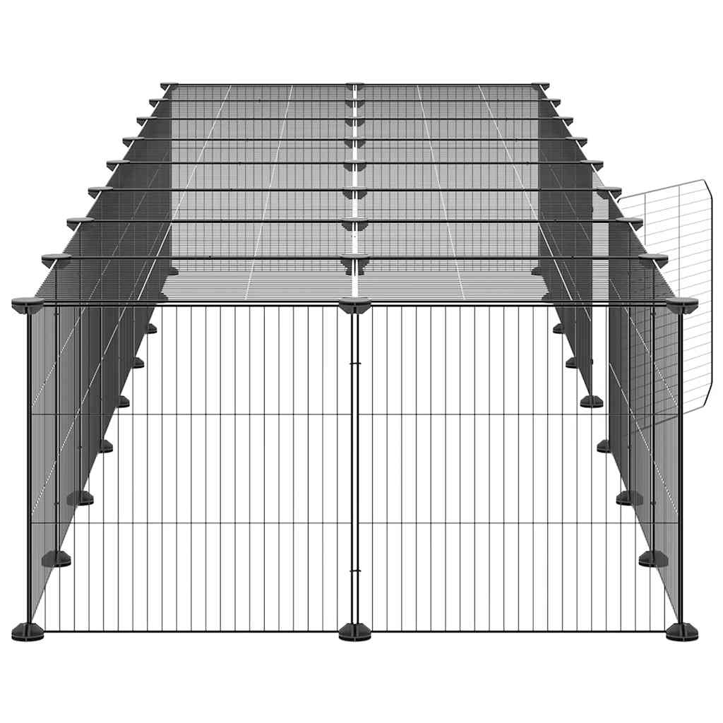 36-panels kæledyrsindhegning med låge 35x35 cm stål sort