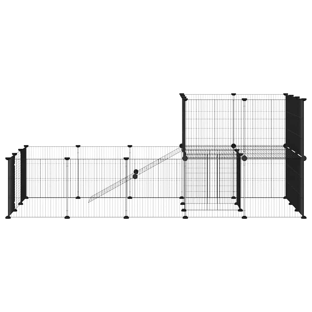36-panels kæledyrsindhegning med låge 35x35 cm stål sort