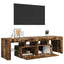 tv-bord med LED-lys 140x36,5x40 cm røget egetræsfarve