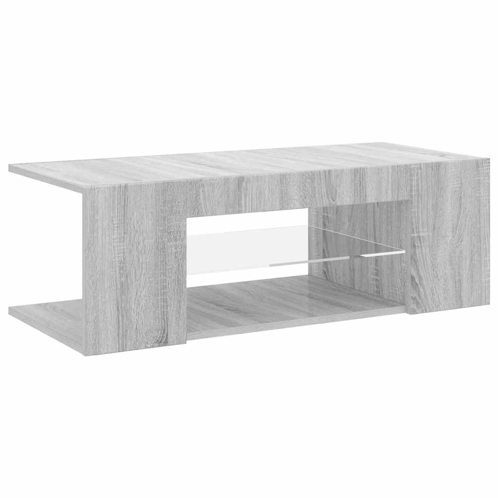 tv-bord med LED-lys 90x39x30 cm grå sonoma-eg