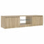 tv-bord med LED-lys 140x40x36 cm røget egetræsfarve
