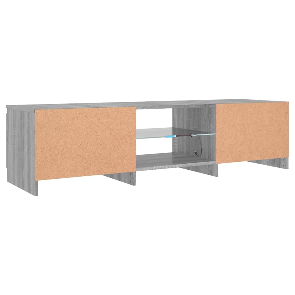 tv-bord med LED-lys 140x40x36 cm grå sonoma-eg