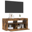 tv-bord med LED-lys 90x35x40 cm røget egetræsfarve