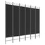 6-panels rumdeler 240x200 cm stof sort