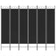 6-panels rumdeler 240x200 cm stof sort