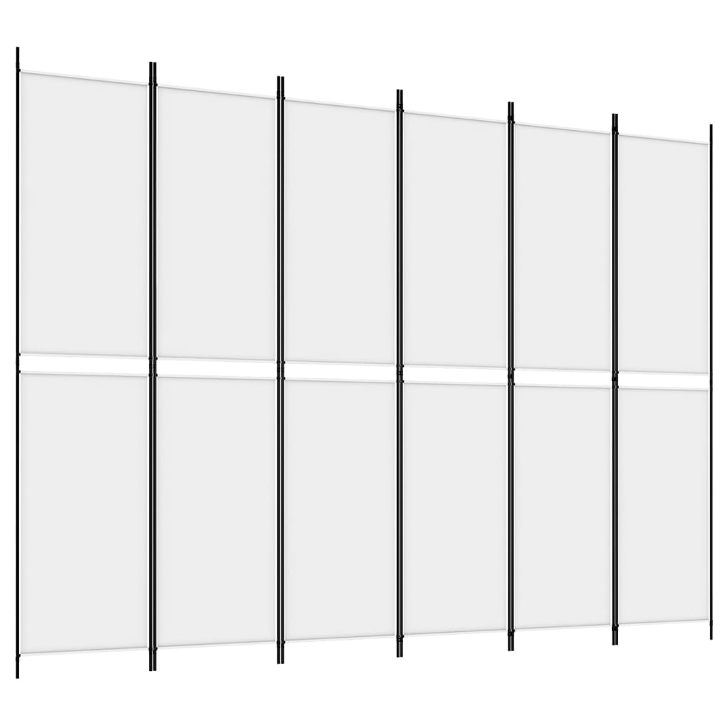 6-panels rumdeler 300x220 cm stof hvid