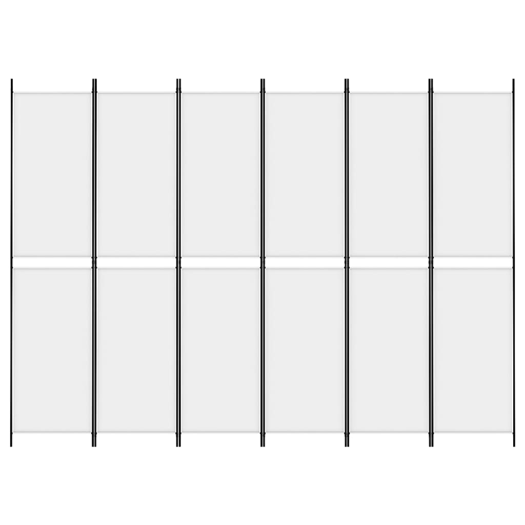 6-panels rumdeler 300x220 cm stof hvid