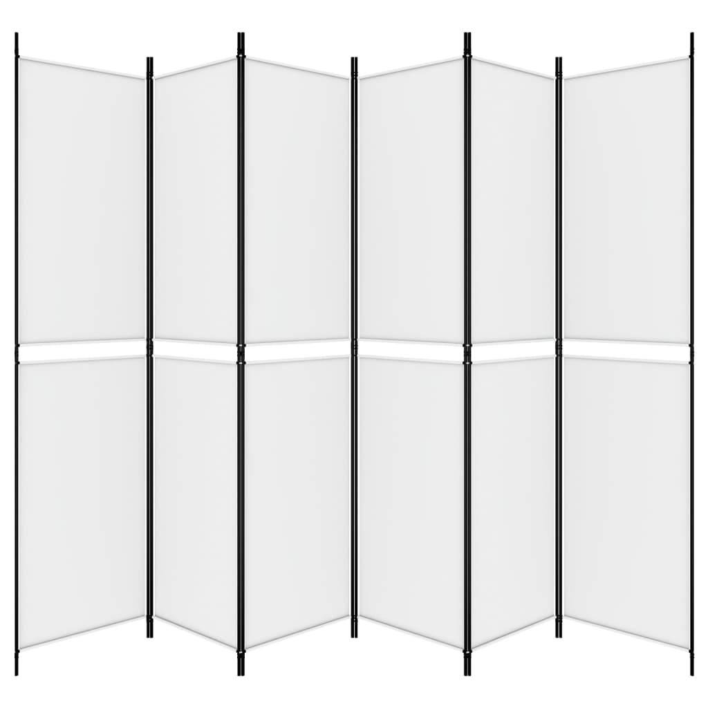 6-panels rumdeler 300x220 cm stof hvid